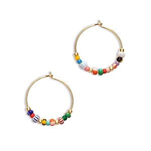 Anni Lu Alaia Beaded Hoop Earrings in 18K Gold Plated- 4926161