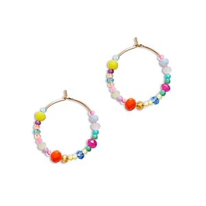 Anni Lu Breezy Beats Beaded Hoop Earrings 18K Gold Plated- 4926210