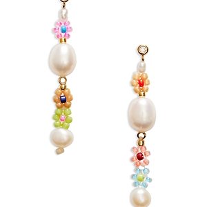 Anni Lu Mexi Flower Beaded Cultured Freshwater Pearl Drop Earrings in 18K Gold Plated- 4926208