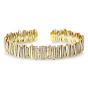 Suzanne Kalan 18K Yellow Gold Classic Diamond Half Pave Cuff Bracelet- 4931098