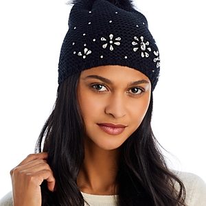 Echo Embellished Faux Fur Pom Pom Hat- 4823434