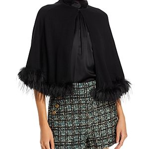 Echo Faux Fur Trim Knit Cape- 4823438