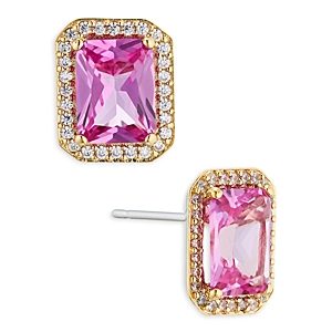 Nadri Emerald Cut Halo Stud Earrings- 4768779