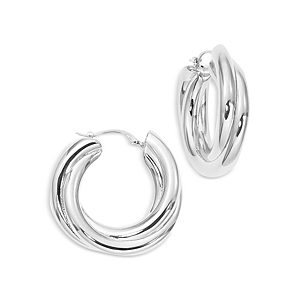 Bloomingdale's Triple Twist Medium Hoop Earrings in Sterling Silver- 4938179