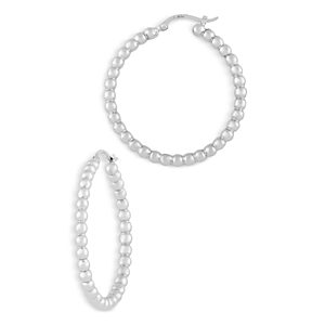 Bloomingdale's Beaded Medium Hoop Earrings in Sterling Silver- 4938177