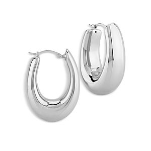 Bloomingdale's Wide Polished Graduated Medium Hoop Earrings in Sterling Silver- 4938152