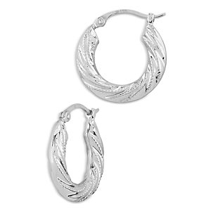 Bloomingdale's Textured Swirl Small Hoop Earrings in Sterling Silver- 4938169