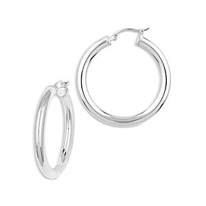 Bloomingdale's Polished Tube Medium Hoop Earrings in Sterling Silver- 4938163