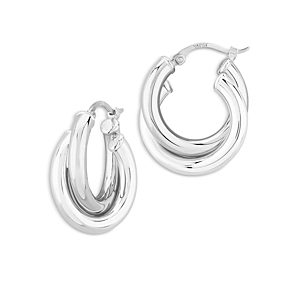Bloomingdale's Polished Double Tube Small Hoop Earrings in Sterling Silver- 4938162