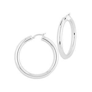 Bloomingdale's Polished Tube Medium Hoop Earrings in Sterling Silver- 4938166