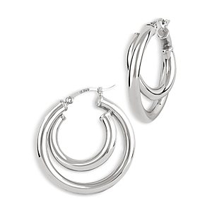 Bloomingdale's Polished Double Tube Hoop Earrings in Sterling Silver- 4938164