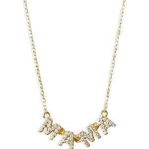 Argento Vivo Pave Mama Pendant Necklace in 18K Gold Plated Sterling Silver, 16- 4759032