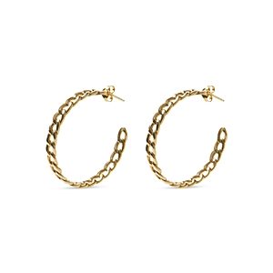 Argento Vivo Curb Chain Hoop Earrings in 18K Gold Plated Sterling Silver- 4759020