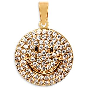 Crystal Haze Jewelry Ms Vaxxine Smiley Cubic Zirconia Pendant in 18K Gold Plated- 4877796