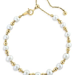 Bloomingdale's Freshwater Pearl & Polished Bead Adjustable Bracelet in 18K Yellow Gold- 4876862