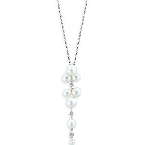 Bloomingdale's Cultured Freshwater Pearl & Diamond Lariat Necklace in 14K White Gold, 16-18- 4859568