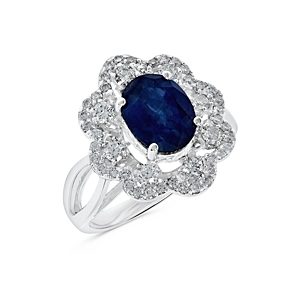 Bloomingdale's Sapphire & Diamond Flower Halo Ring in 14K White Gold- 4937026