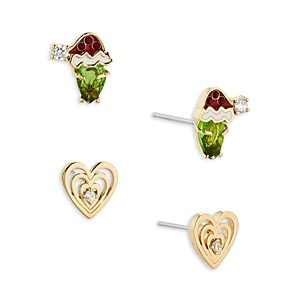 Nadri Grouchy Santa Stud Earrings Set in 18K Gold Plated- 4951792