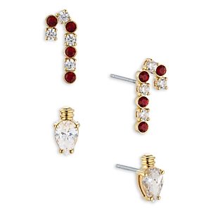 Nadri Candy Cane and Pear Cubic Zirconia & Crystal Stud Earrings, Set of 2- 4951791