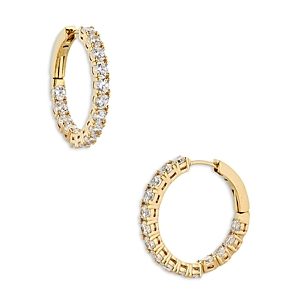 Nadri Inside Out Hoop Earrings in 18K Gold Plated or Rhodium Plated- 4806927