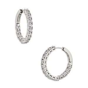 Nadri Inside Out Hoop Earrings in 18K Gold Plated or Rhodium Plated- 4806927