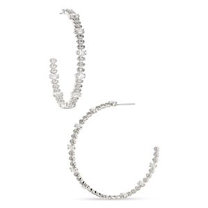 Nadri Inside Out Large C Hoop Earrings in 18K Gold Plated or Rhodium Plated- 4808001