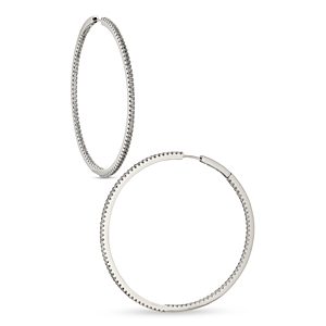 Nadri Inside Out Pave Edge Hoop Earrings in 18K Gold Plated or Rhodium Plated- 4806919