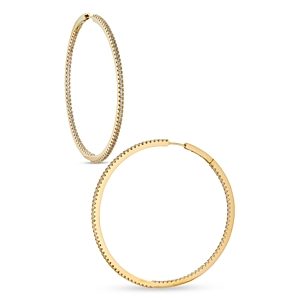 Nadri Inside Out Pave Edge Hoop Earrings in 18K Gold Plated or Rhodium Plated- 4806919