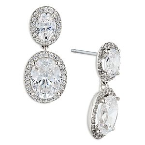 Nadri Oval Halo Drop Earrings in 18K Gold Plated or Rhodium Plated- 4808583