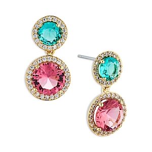 Nadri Round Double Halo Drop Earrings in 18K Gold Plated- 4808536