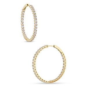 Nadri Inside Out Hoop Earrings in 18K Gold Plated or Rhodium Plated- 4806929