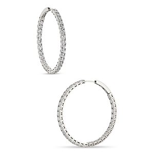 Nadri Inside Out Hoop Earrings in 18K Gold Plated or Rhodium Plated- 4806929
