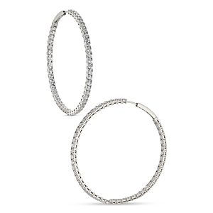 Nadri Inside Out Hoop Earrings in 18K Gold Plated or Rhodium Plated- 4806931