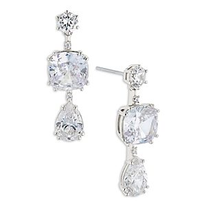 Nadri Triple Drop Earrings in Rhodium Plated- 4806933