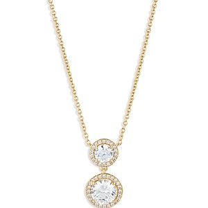 Nadri Round Halo Drop Necklace in 18K Gold Plated or Rhodium Plated, 16- 4808575
