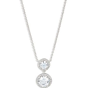 Nadri Round Halo Drop Necklace in 18K Gold Plated or Rhodium Plated, 16- 4808575