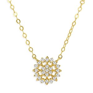 Rachel Reid 14K Yellow Gold Diamond Flower Cluster Pendant Necklace, 18- 4950799