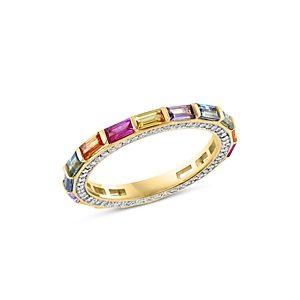 Bloomingdale's Rainbow Sapphire & Diamond Eternity Ring in 14K Yellow Gold- 4841811