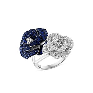 Bloomingdale's Sapphire & Diamond Flower Statement Ring in 14K White Gold- 4841848