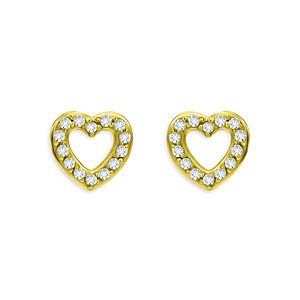 Aqua Pave Open Heart Stud Earrings in 18K Gold Over Sterling Silver - 100% Exclusive- 4937050