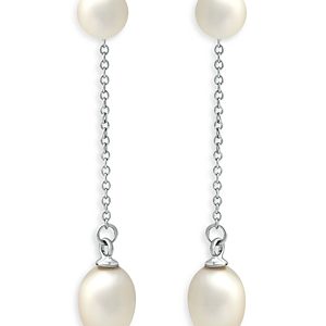 Aqua Oval & Round Cultured Freshwater Pearl Drop Earrings in Sterling Silver - 100% Exclusive- 4937049