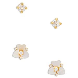 kate spade new york Precious Pansy Crystal & Mother of Pearl Pansy Stud Earrings, Set of 2- 4922895