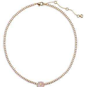 kate spade new york Precious Pansy Mother of Pearl Pansy Crystal Tennis Necklace in Gold Tone, 16-19- 4922897