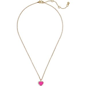 kate spade new york Take Heart Enamel & Cubic Zirconia Heart Pendant Necklace, 18-21- 4922915