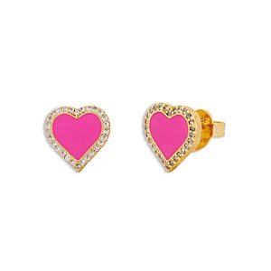 kate spade new york Take Heart Pave Pink Heart Stud Earrings in Gold Tone- 4922914