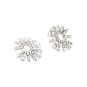 kate spade new york Showtime Crystal & Imitation Pearl Front Facing Statement Hoop Earrings in Silver Tone- 4922903