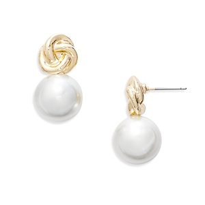 Aqua Knot & Imitation Pearl Drop Earrings - 100% Exclusive- 4950776