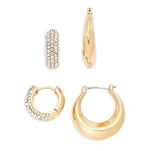 Aqua Pave Hoop Earring Set- 4950774