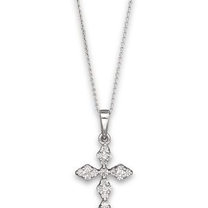 Bloomingdale's Diamond Cross Pendant Necklace in 14K White Gold, 0.25 ct. t.w.- 100% Exclusive- 613970