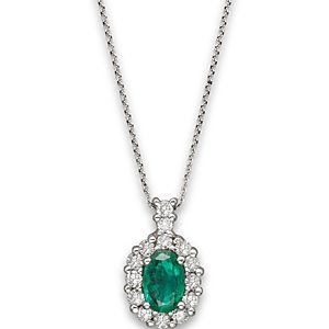 Emerald and Diamond Oval Pendant in 14K White Gold - 100% Exclusive- 709258